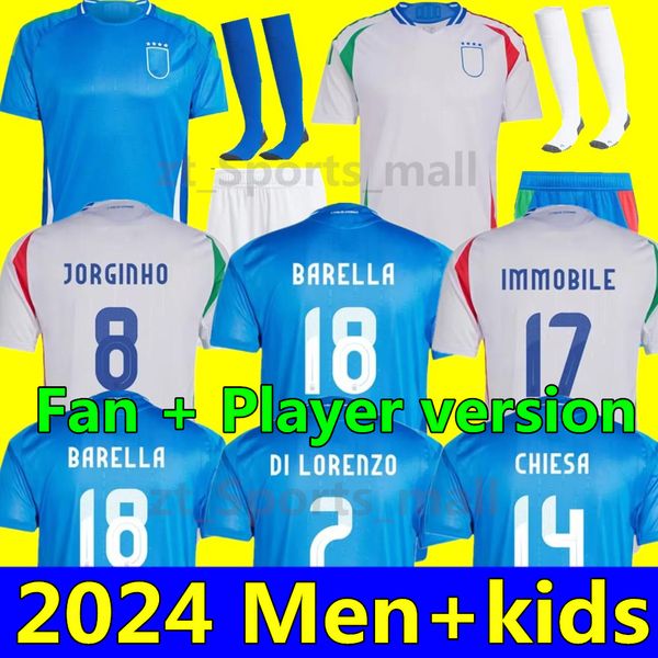 New Italia FANS Player 2024 BONUCCI soccer Jersey JORGINHO INSIGNE VERRATTI Italy FOOTBALL SHIRTS CHIESA BARELLA CHIELLINI PELLEGRINI Men ki