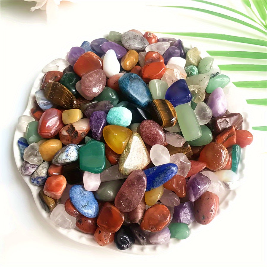 TEMU 100g Younaierzx Natural Mixed Polished Crystal Chips & Stones - Assorted Colors & Types, Smooth Glossy Crystals For Diy Crafts, Home Decor,