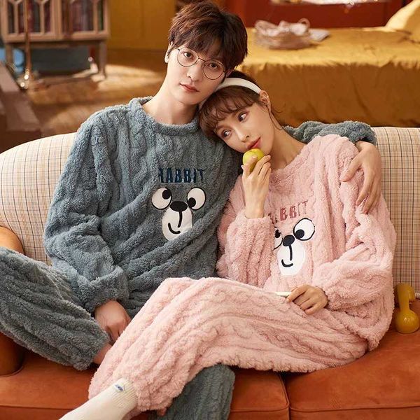 High Quality Couples Pajamas Sets Wen Men Winter Thicken Pyjamas Sleepwear Cartoon Dinosaur Korean Lovers Hewear Soft Warm Pijama Hoodies T2