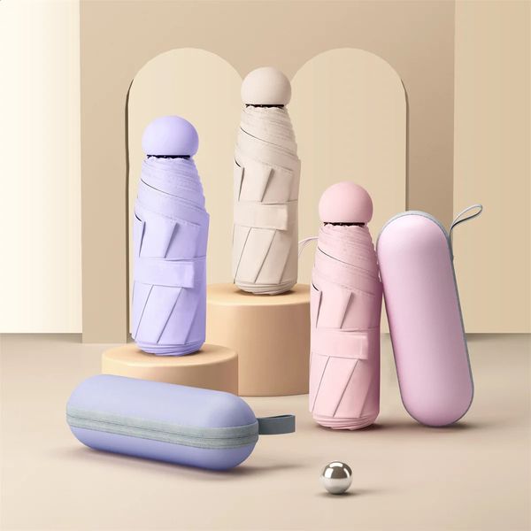 1 Piece of 6Rib Umbrella with Storage Bag Uv Protection Small and Portable Suitable for Commuting Travel Po 250113