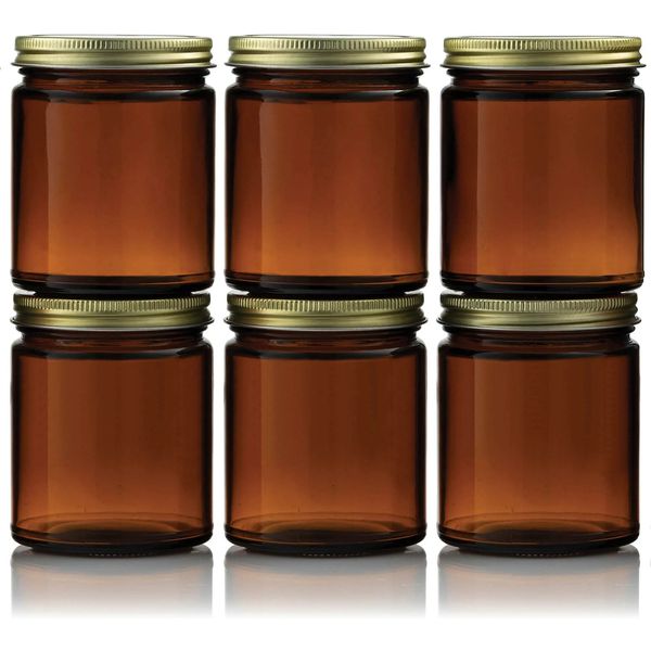 12 Pack Amber Glass Jars with Lids 8 Oz Glass Jars Small Canning Jar for Making Candles Food Storage Spices 250211