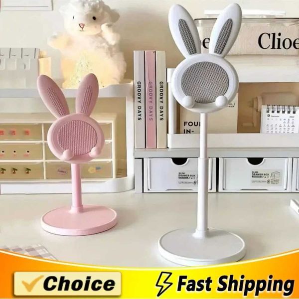 Cell Phone Mounts Holders 1 cartoon rabbit desktop phone stand used for tablet stand adjustable telescopic lifting student lazy stand CL2502
