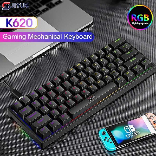 K620 Mini Backlit RGB Gaming Mechanical Keyboard Gamer Mechanic Kit 60 Percent DIY Custom PBT Keycap Hotswap Pink Black USB PCLX241031