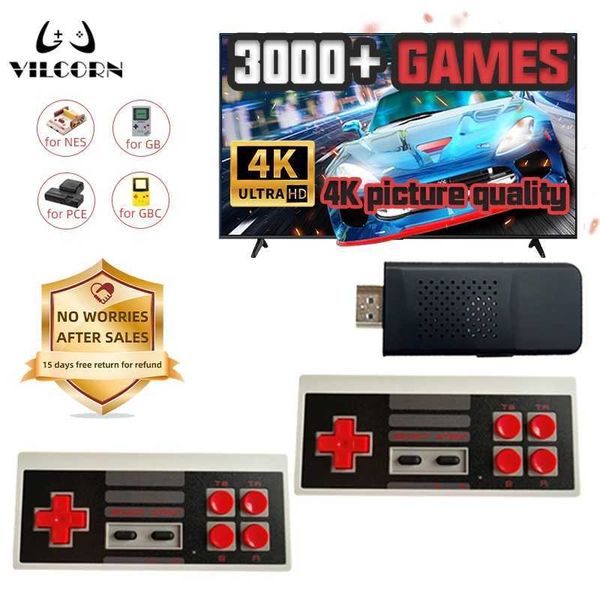 Video game console handheld game player - Patchible mini game stick with built-in 3000 classic 8-bit game console Y241109