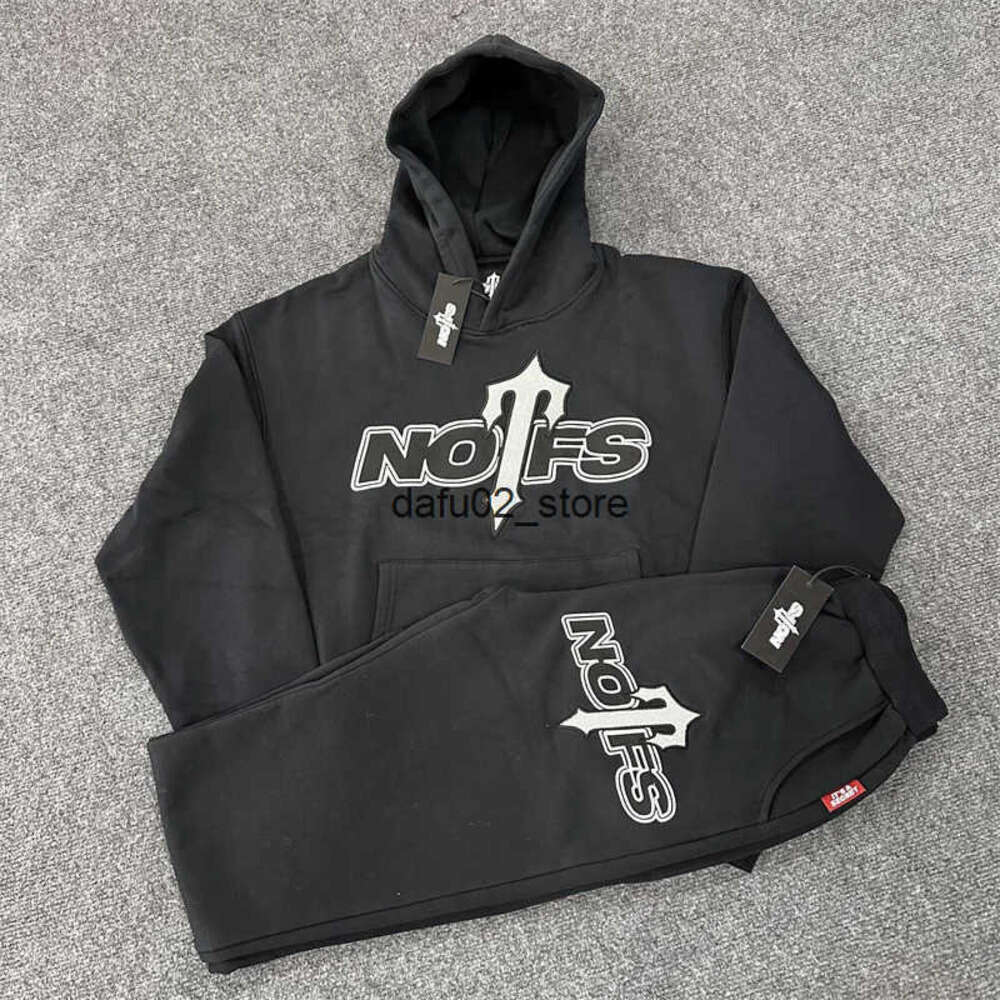 NOFS Tracksuit Designer Hoodie Vintage Street Letter Print Long Sleeve Sweatshirts Outdoor Jogging Drawstring Sweatpants Mens Harajuku Hip Hop Nof 2