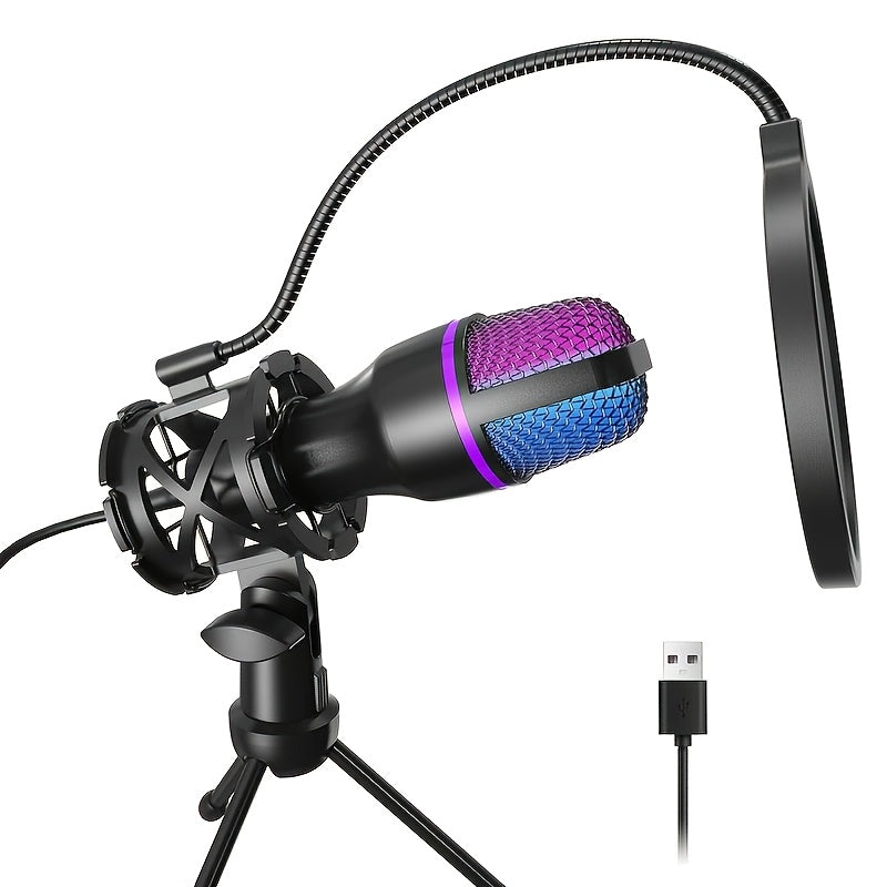 TEMU - Xlr Podcast Equipment Suitable For Studio Recording, Broadcasting, Karaoke, Gaming, Usb Interface Microphone For Beginners' Online Chats,
