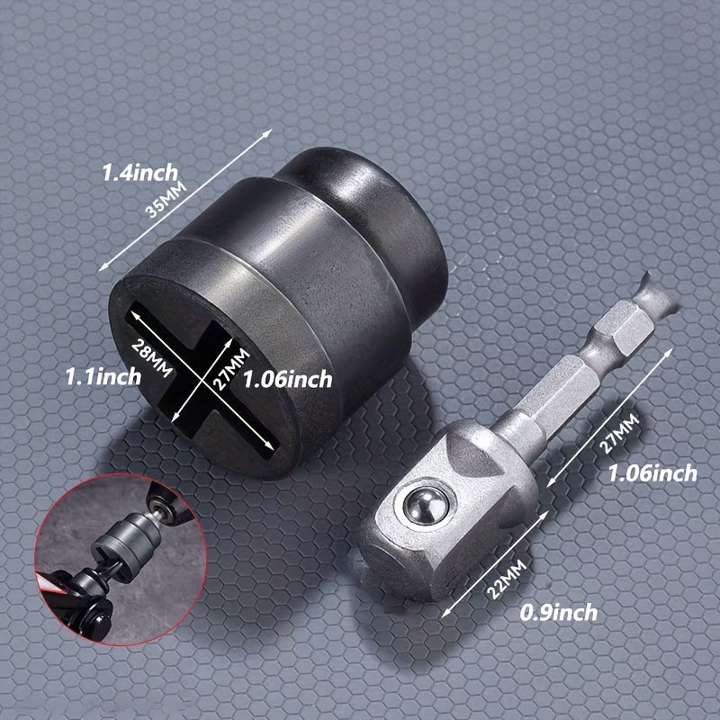 TEMU Adjustable Labor-saving Socket Wrench With Ergonomic Grip - Heavy-duty Metal Construction For Electric Drills, Automotive & Mechanical Tools -