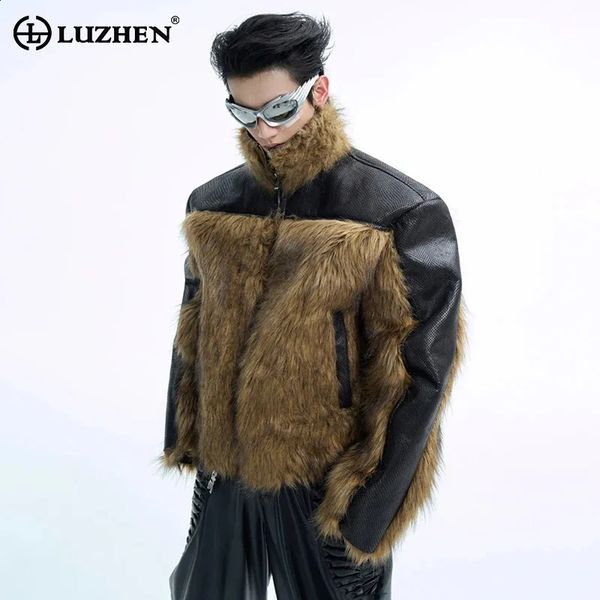 LUZHEN faux fur decal jacket short fashion street thick American standing collar mens jacket LZ6892 241116