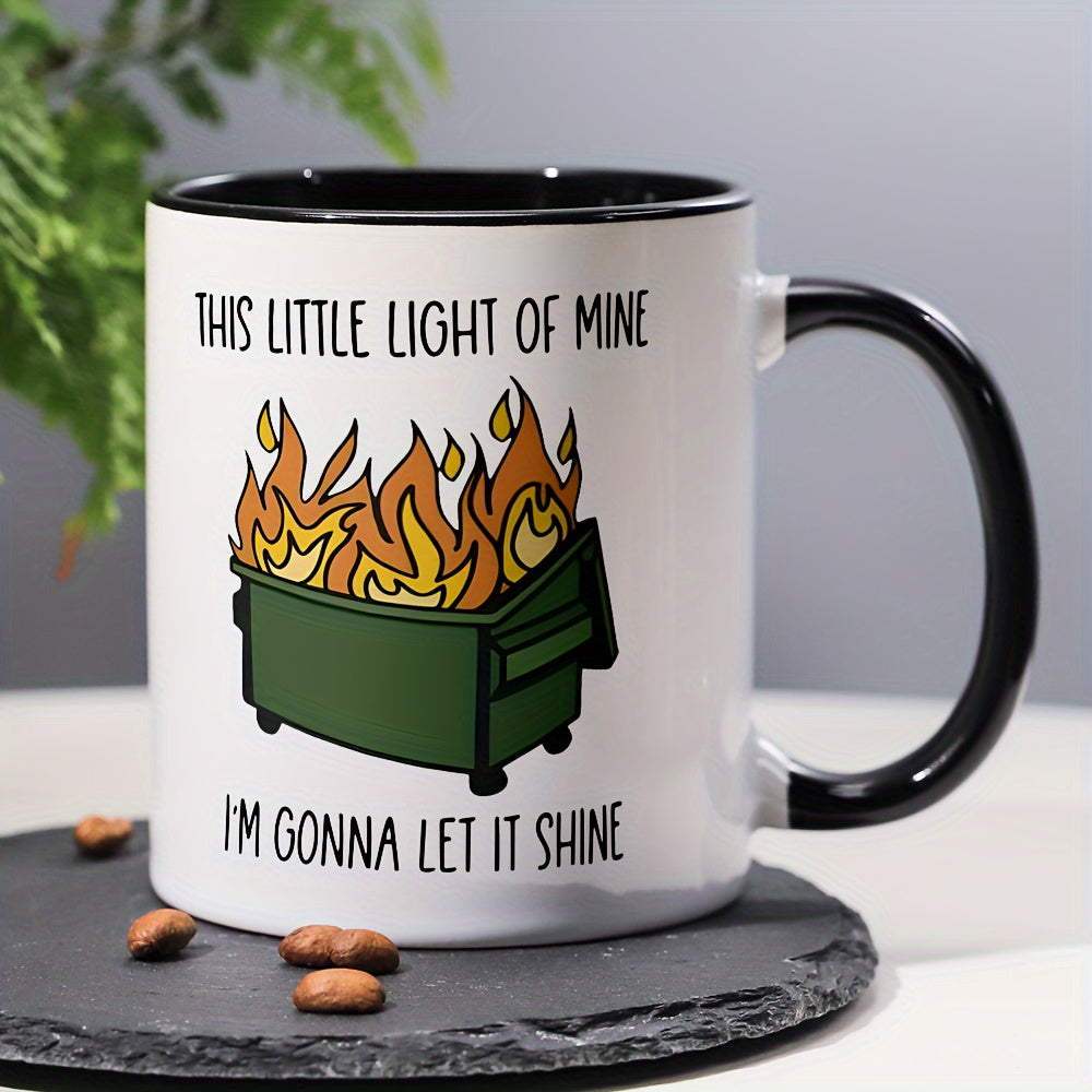 TEMU 1pc, Vibrant Ceramic Coffee Cup - Fun, Quirky Coffee Mug For - 11oz, Colored, Dishwasher And Microwave Safe, Unique Gift Idea ( Black- Pink)