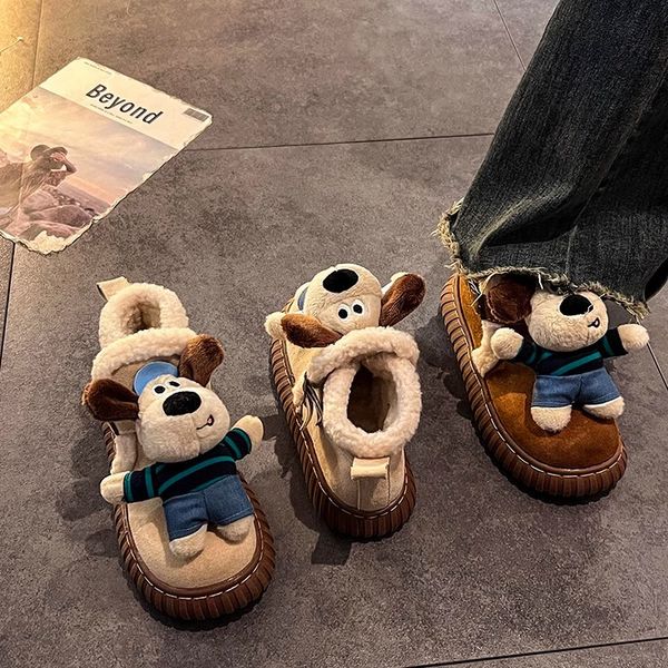 2024 new free shipping Boots casual snow boots suitable for women, anti slip and plush thick beige brown size 35-40