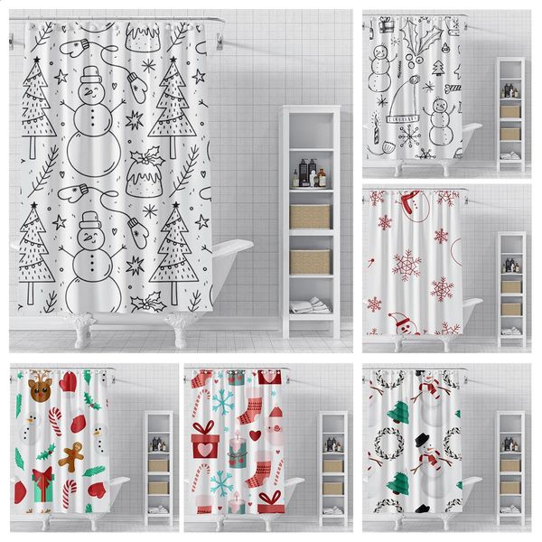 Home decoration shower curtains for bathroom waterproof curtain fabric Modern Nordic style Living Room Merry Christmas winter 250108