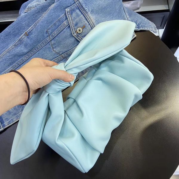Street photo designer bow 2025 spring-summer new satin pleated cloud bag, single shoulder diagonal cross handbag2025