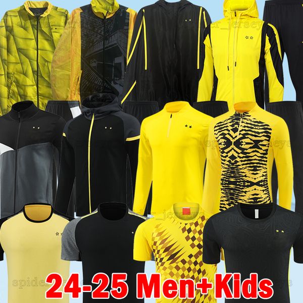 24 25 Dortmunds Soccer Sets men kids tracksuits HALLER ANTON BRANDT 2024 2025 Long sleeve hooded trench coat jacket Adult Training Jerseys f