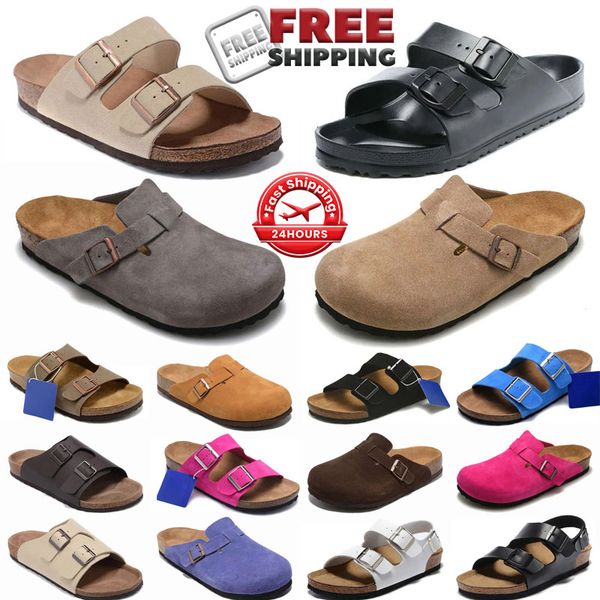 Free shipping slippers sandals clogs men women slides sneakers mens suded leather scuffs falt taupe shoes size 35-46