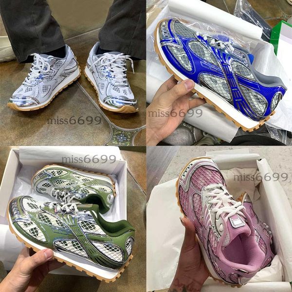 Designer Women Orbit Sneaker Brand Mens Runner Shoes Rubber outsole Gloss Silver Upper Technical Fabric Lining Breathable Mesh Womens Sports