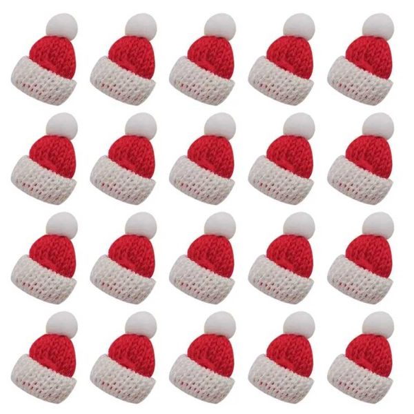 20pcs Mini Knitting Christmas Hats Christmas Tree Ornaments Handmade Party Cap Yarn DIY Sewing Crafts Christmas Y240921