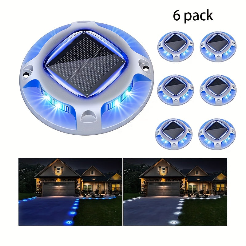 TEMU 6pcs Solar Deck Lights Driveway Dock Light Fence Light Led Solar Powered Outdoor Road Markers For Yard Sidewalk Stair Ground Pathway Yard 6 Pack