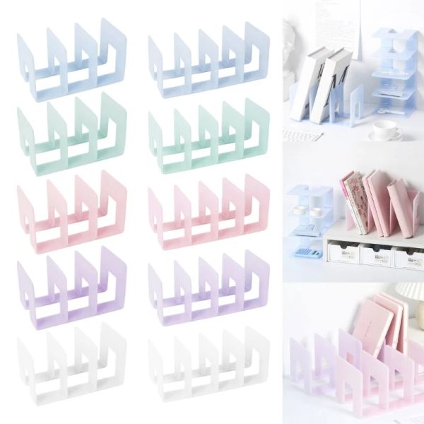 Acrylic Bookstand Bookends Desktop Book Storage Box Bookcase Desk Organizers Keep your Desktop in Ordered Stationery