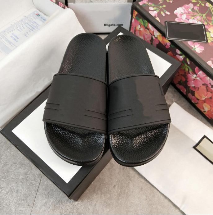 Classic Luxury Sandals Summer Beach Slippers Original Box 2023 Design Rubber Slippers Mens Womens Flat Shoes Tiger Bee Flower bloom brocade sliders