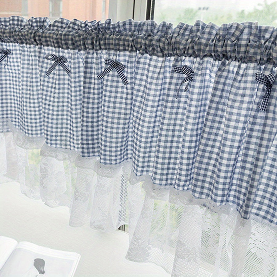 TEMU 1 Panel  Short Curtain Kitchen Restaurant Partition Curtain French Style Romantic Breathable Small Window Curtain Splicing Cafe Curtain For