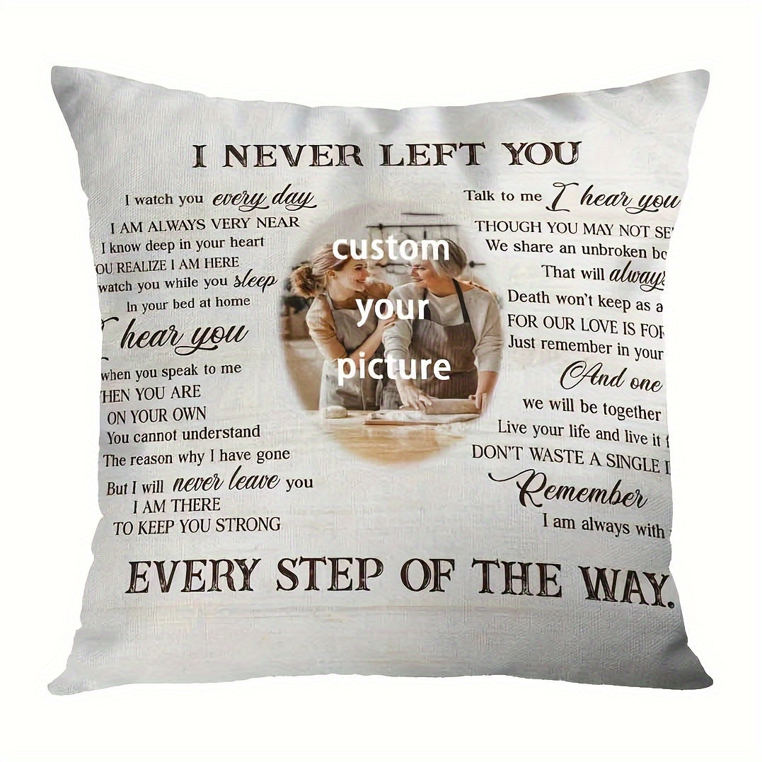 TEMU 1pc Soft Short Plush 18x18 Inch Single Sided Pillow Cases I Never Left You Pillow, Memorial Pillows With Pictures, Custom Pillow Cover, Sympathy