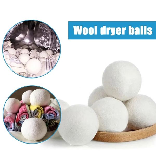 Wool Dryer Balls Premium Reusable Natural Fabric Softener 7CM Static Reduces Helps Dry Clothes in Laundry Quicker