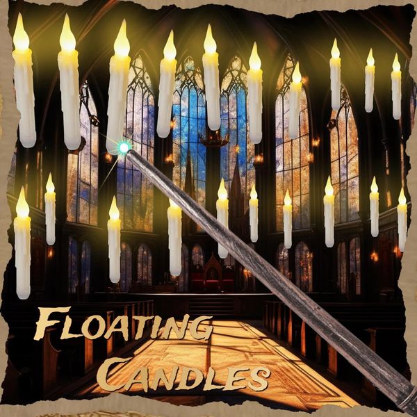 1248Pcs Floating Candles with Magic Wand Flickering Warm Light LED Flameless Candle Taper Candles for Christmas Halloween Party 240827