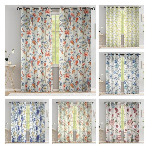Curtain Window Treatments Colorful Flower Curtain for Living Room Elegant Abstract Curtain Floral Vine Print Window Drapes High Shading7090