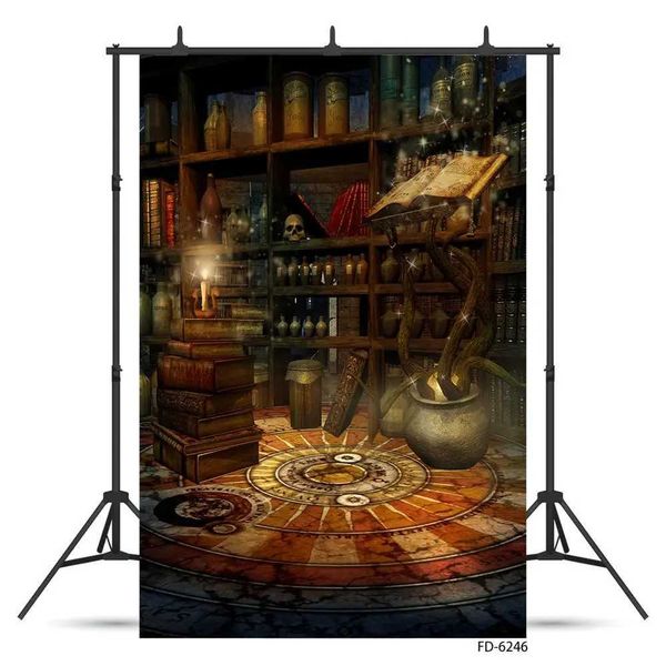 Background Material Bookcase Bottle Books Photographic Background Backdrop Photo Studio for Children Baby Halloween Photophone