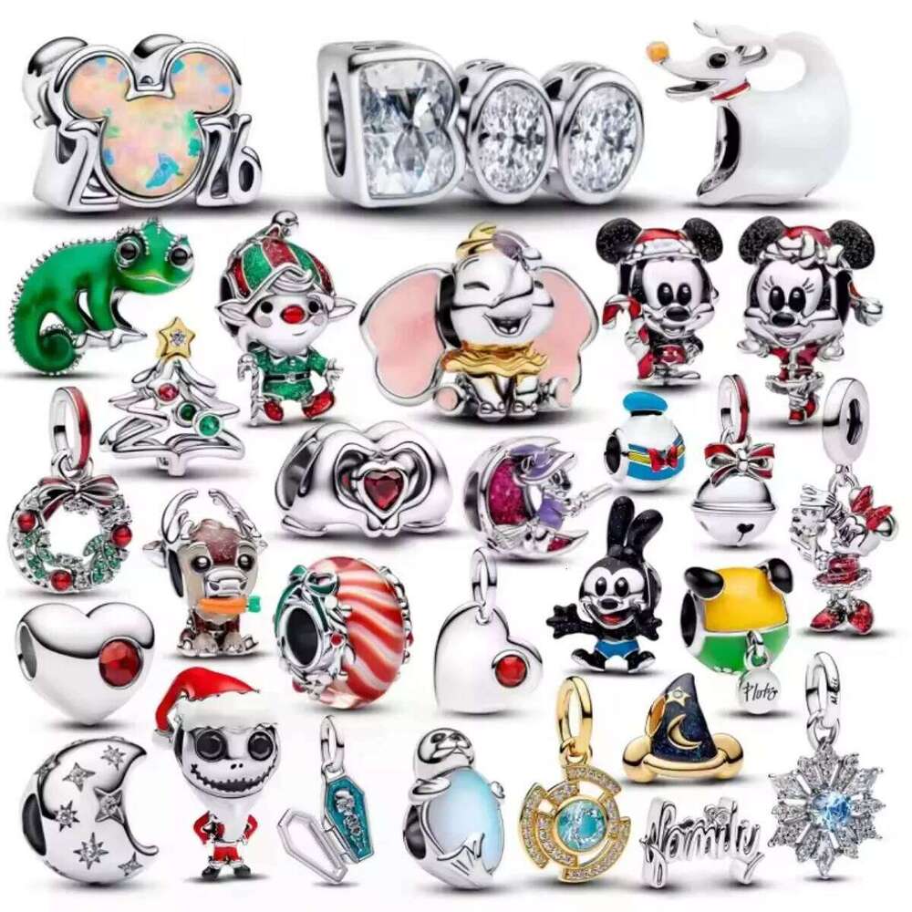 2026 park Christmas Halloween Skull Pink Elephant Cartoon Animal Charm Suitable for Women Original Bracelet DIY Gifts