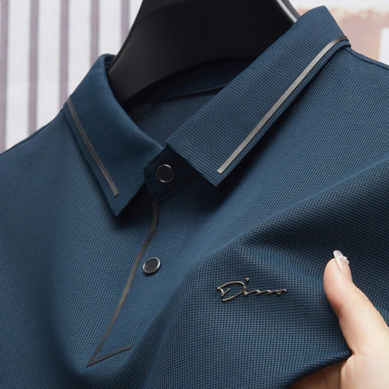 Men&#039;s Polos Mens Polo Shirt Seamless Premium Cool Fabric Business Casual Golf Slim Fit Blouse Collar T-shirt 240820