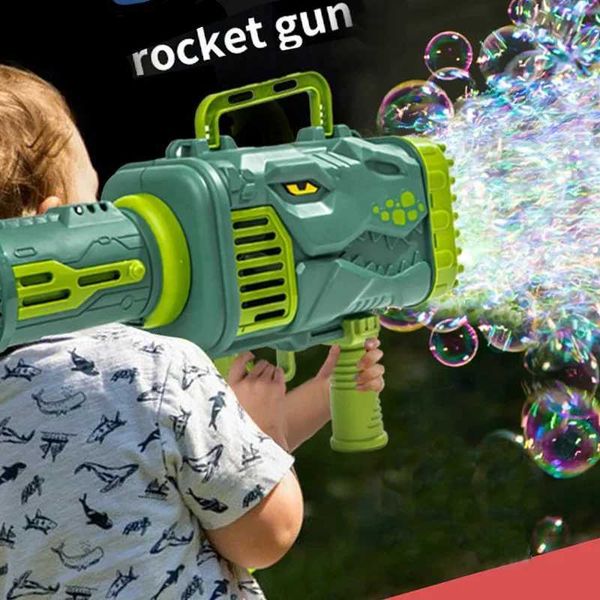 Novelty Games 32 hole dinosaur bubble machine fully automatic bubble blowing light no bubble water childrens toy Q241121