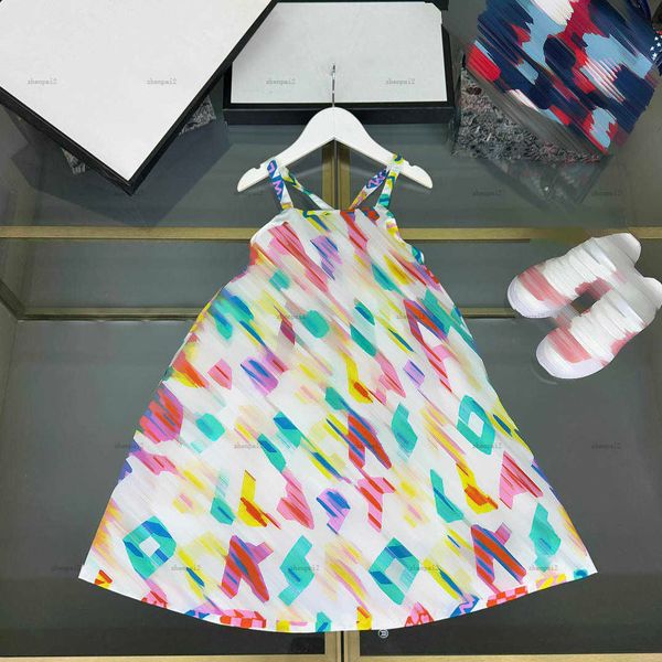 Luxury baby skirt Sling design Princess dress Size 100-160 CM kids designer clothes Colorful letter printing girls partydress