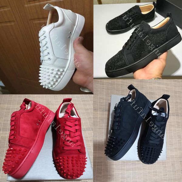 Men Suede Loubotinly Wedding Dress Louboution Sneakers Low Cut Red Spike for Bottomed and Women Party Designer Crystal Leather Shoe Shoe&#03