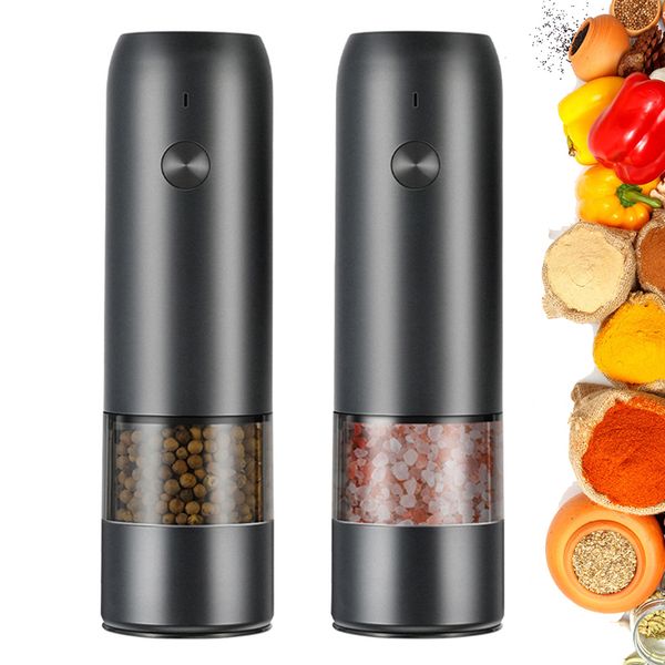 Mills Electric Automatic Mill Pepper And Salt Grinder USB Charging Spice Salt Pepper Grinder With LED Light Adjustable Coarseness Mill 23041