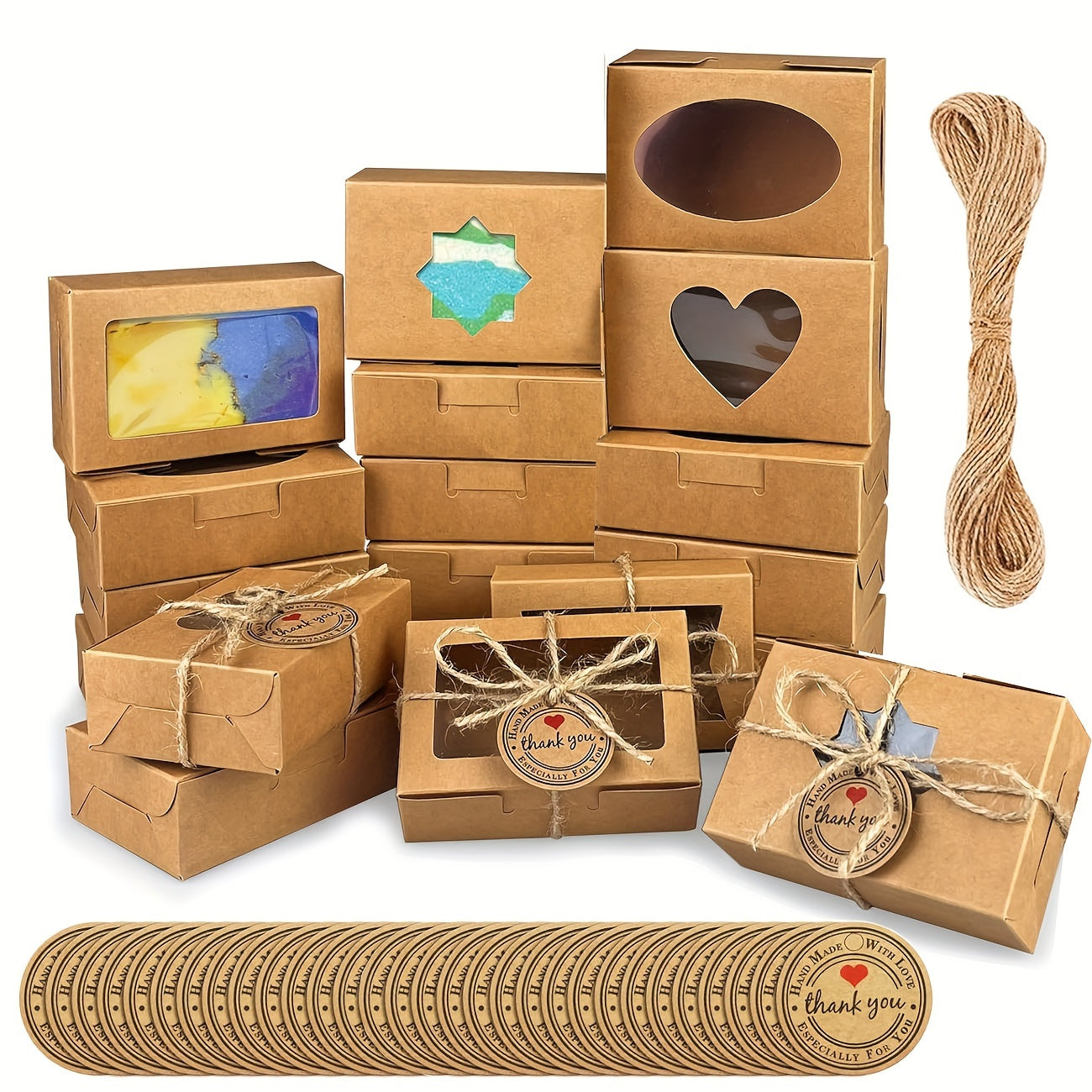 TEMU 100pcs Small Soap Box 3.54 X 2.36 X 1.18 Inch Cowhide Soap Box With Window Mini Soap Gift Box For Homemade Soap Bakery Candy Cookie Packaging