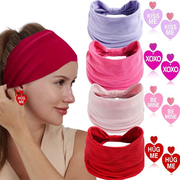 Colorful Candy-Tone Sweet Style Wide Headband & Coordinating Love Shape Earrings Easy Fashion Setup