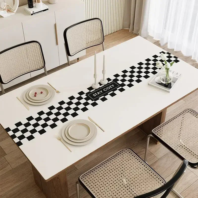 Chessboard Grid Table Cushion PVC Coffee TableCloth Taion Manteles De Mesa Rectangular NNE501