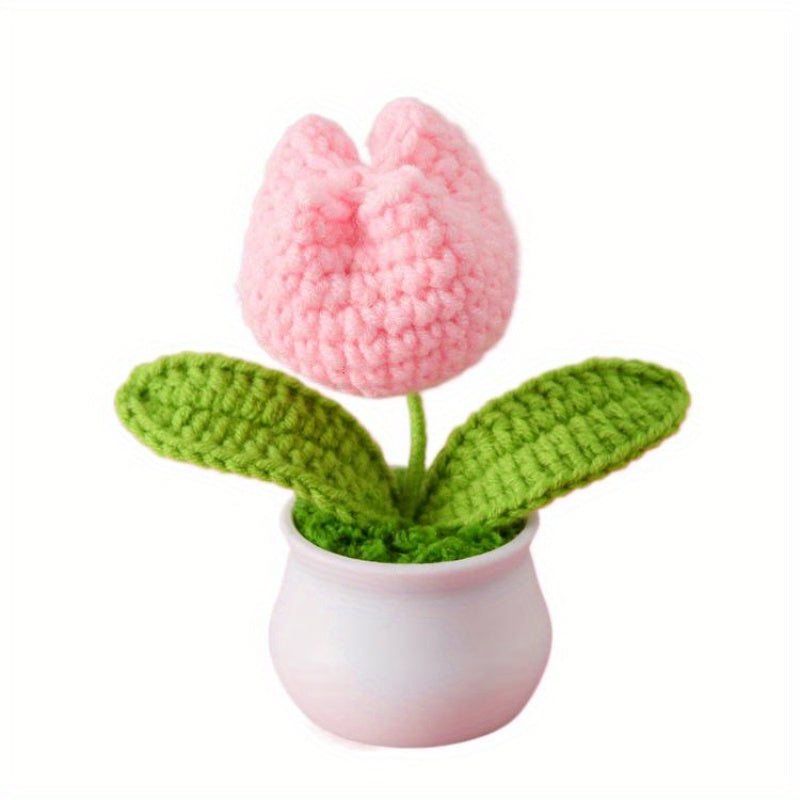 TEMU Tulip In Pot - Decor, Ideal Gift, Spring-summer Tabletop Accent, Flower Decorations, Woven, , , Camping Party Stall