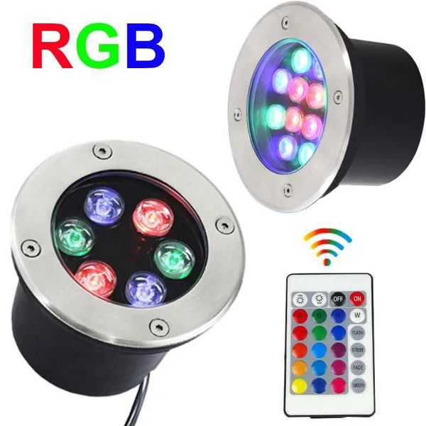Remote control RGB led light garden underground Waterproof 9W18W IP67 Outdoor Buried Garden Path Spot Recessed Inground Lighting CL240813