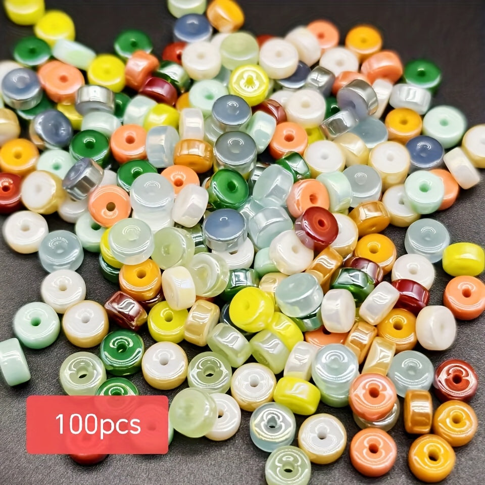 TEMU 100pcs (100 Beads) Glossy Cylinder Beads - Glass Beads With Rounded Edges, For Jewelry Making, Diy Crafts, Necklace, Bracelet, Earrings - (red,