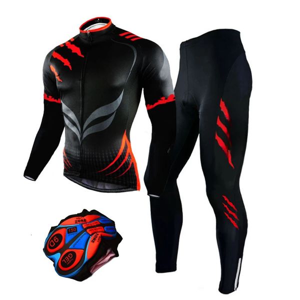 Cycling Team Mens Jersey Long Sleeve Set MTB Bike Clothing Tenue Velo Homme Bicycle Wear 240513