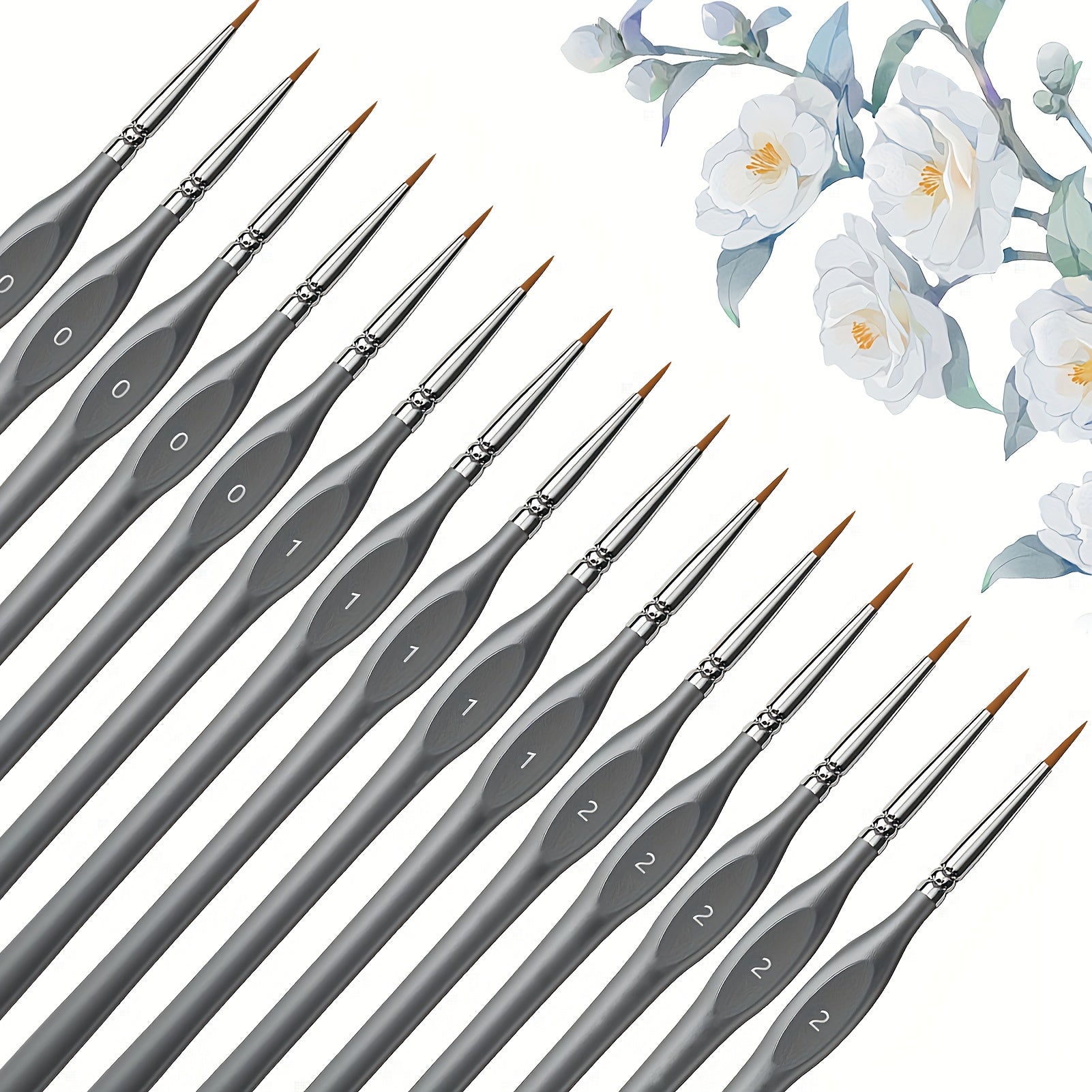 TEMU 15pcs Miniature Paint Brush Set - Synthetic Nylon Detail Brushes For Acrylic, Watercolor & Oil Painting, Fine Model Brushes For Figurines &