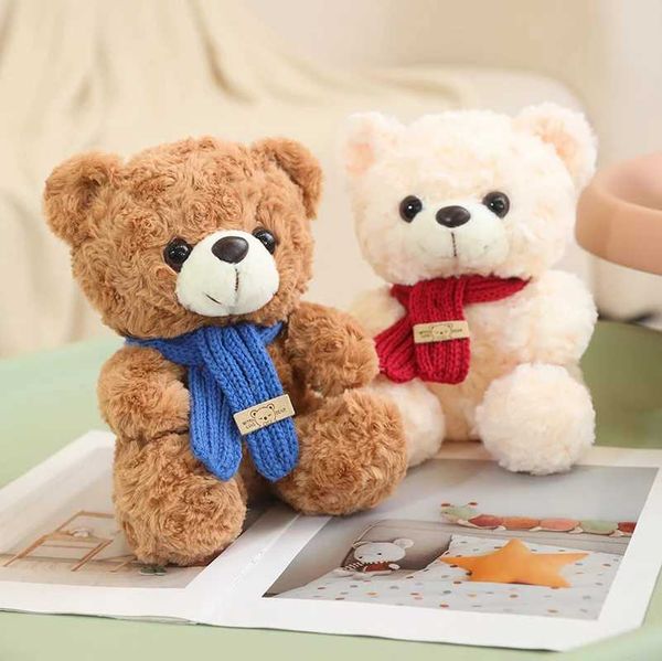 Plush Dolls 22CM Kawaii Bear With Scarf Doll Plush Toys Birthday Gift Pillow Teddy Bear Home Living Room Bedroom Christmas DecorationY241216