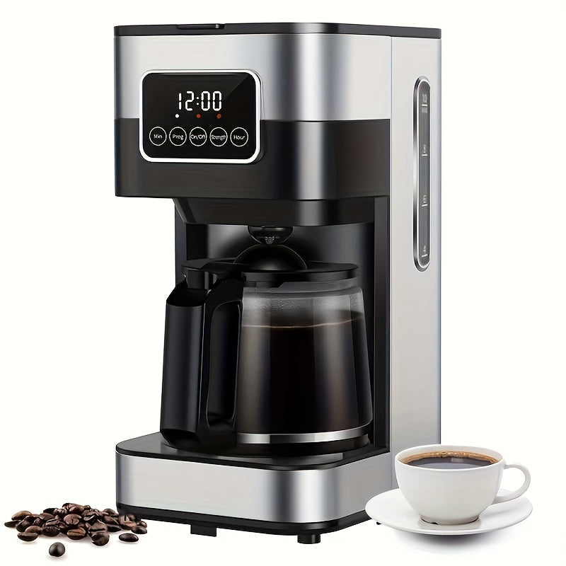 TEMU 10-cup Programmable Drip Coffee Maker With Touch-screen, Pause & Serve, Stainless Steel, Black.