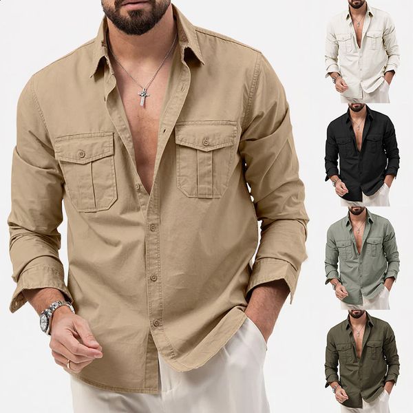Casual Mens Mid-length Suede Loose Shirts Tops Autumn Winter Vintage Lapel Collar Button Up Blouse S-5XL