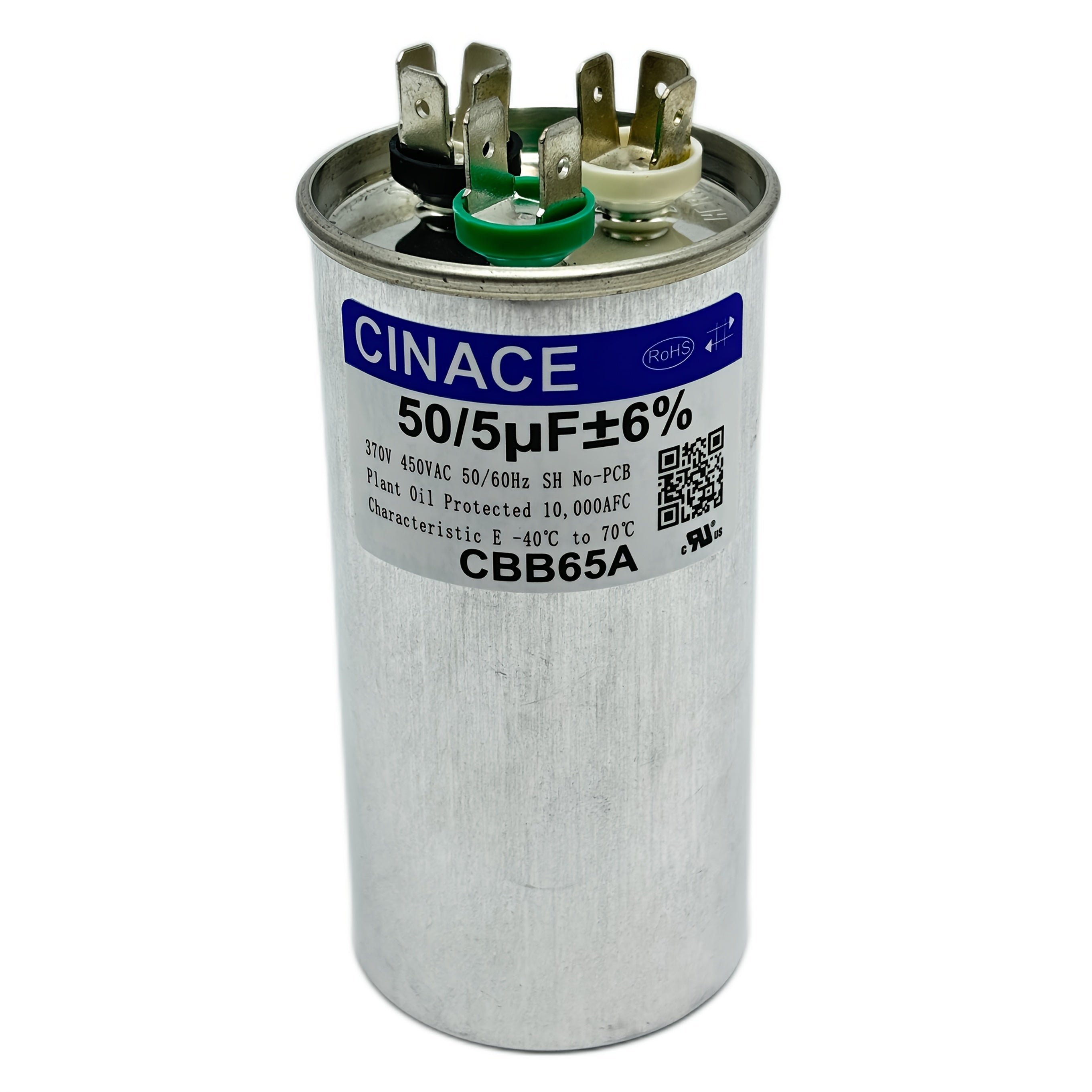 TEMU 50+5uf 50-5mfd±6% Cbb65 Dual Circuit Recirculating Starting Capacitor, Suitable For Ac Motor + Starting, Used For Air Conditioner, Fan Starting,