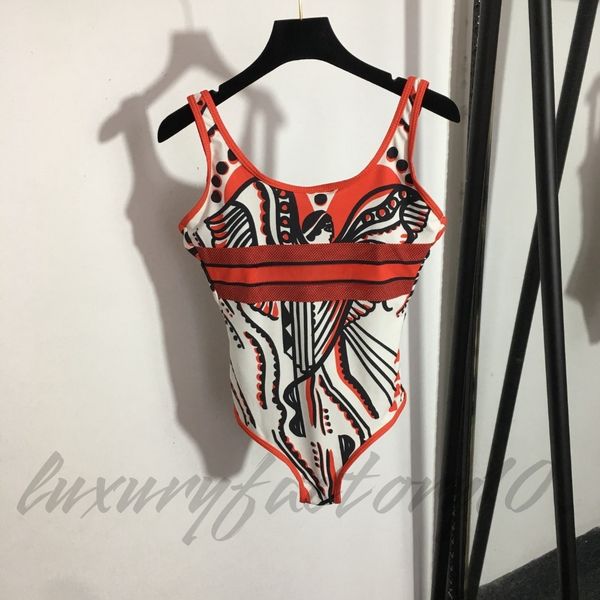 Womens Backless Vintage Swimsuit with Intricate Patterns Luxury Designer Size S-XL