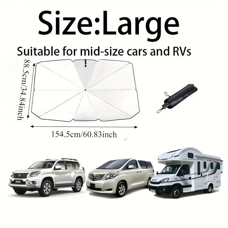 TEMU Portable Car Sunshade With Storage Bag - Windshield Sun Protection & Heat Insulation Visor, Blackout Curtain For Summer Cooling, Fit For