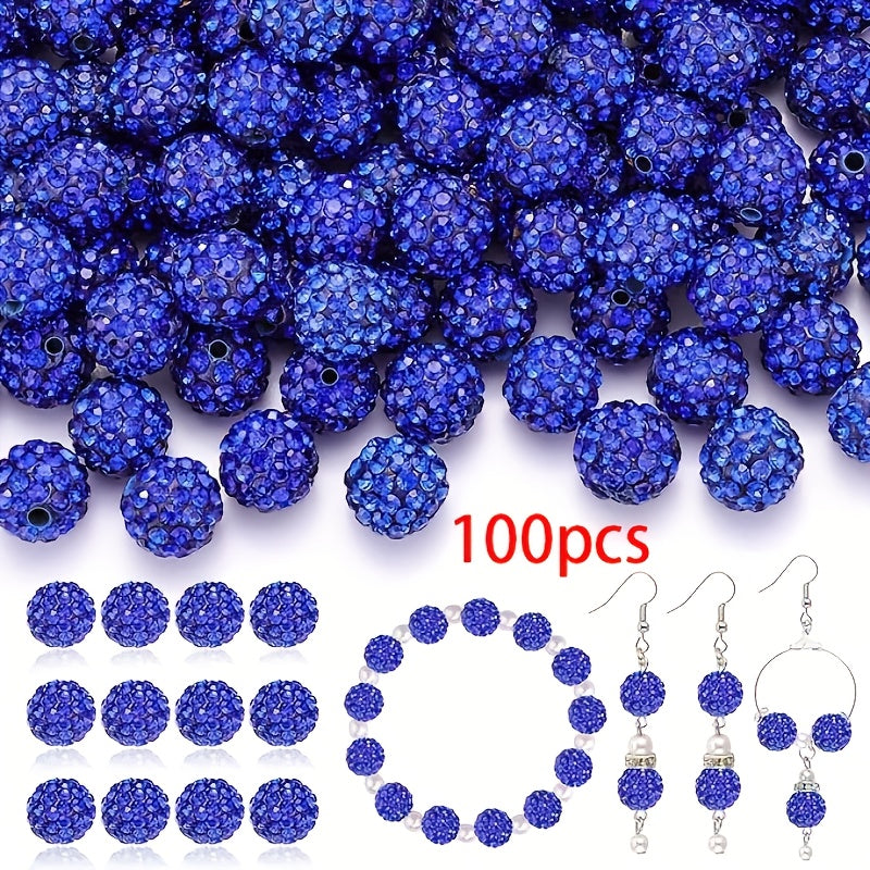 TEMU 100 Beads For Jewelry Making, Sparkling Christmas Bracelets, Baseball Necklaces, Earrings, Handmade And Diy Shiny Round Shamballa Disco Ball
